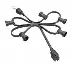 Illumination cord-sets E27, black, 10,85 m, 21 bulb socket